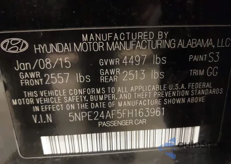 2015 Hyundai Sonata Se из США, поврежденный, VIN 5NPE24AF5FH163961